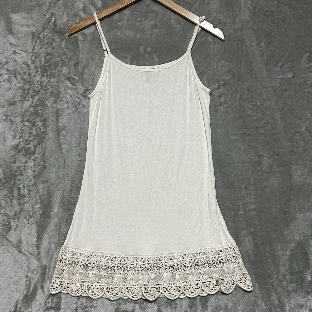 Monoreno Crochet Hem Strappy Slip Dress Womens Size S Ivory Boho Coastal Cowgirl